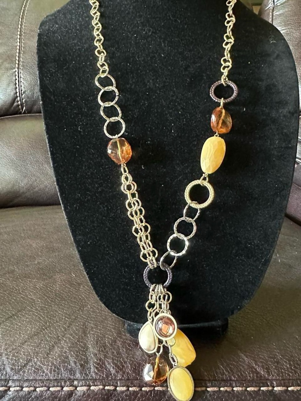 Vintage silver and gold unique long necklace.